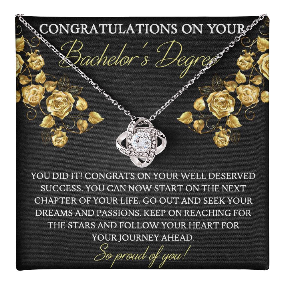 Bachelor's Degree Graduation Love Knot Necklace, Grad Gift Jewelry For Her, Knot Pendant Gift On Phd Graduation Gift Graduating Class Of 2025 Graduation Gift, Bachelor's Degree Gift Necklace Love Knot Necklace 6323