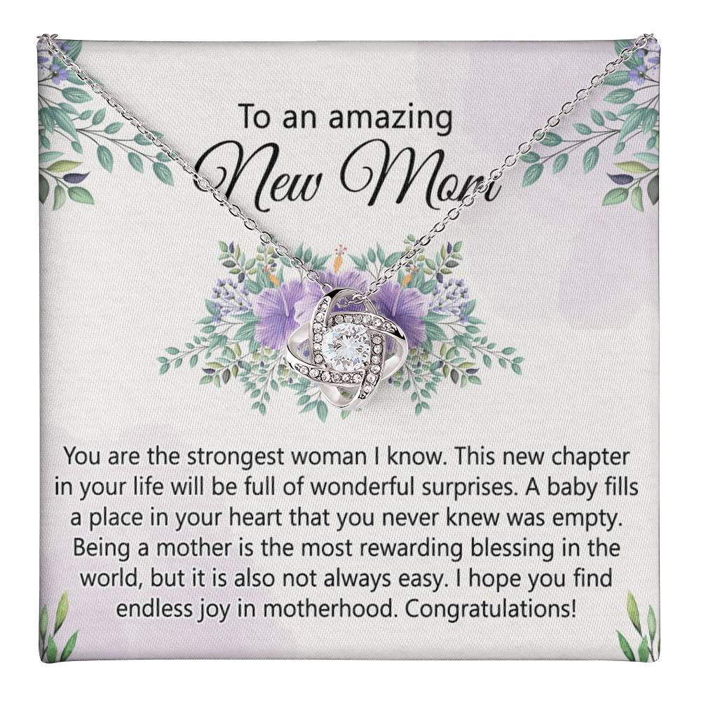 To An Amazing New Mom Necklace From Daughter, Mother's Day Necklace, First Mother's Day Jewelry Gift For Mom To Daughter Gift Mother's Day Love Knot Necklace Gift for Mom, New Mom Jewelry for Mom