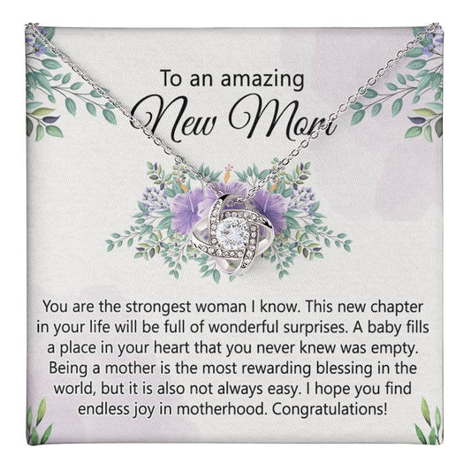 To An Amazing New Mom Necklace From Daughter, Mother's Day Necklace, First Mother's Day Jewelry Gift For Mom To Daughter Gift Mother's Day Love Knot Necklace Gift for Mom, New Mom Jewelry for Mom