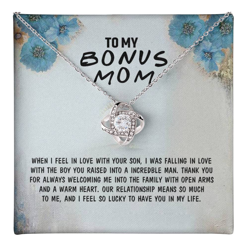 Bonus Mom Necklace, To My Bonus Mom Love Knot Necklace Gift From Son, Jewelry Gift For Women, Bonus Mom Gift Necklace, Mother And Son Necklace Gift For Mom On Birthday Gift Anniversary To Mother Love Knot Necklace 6323