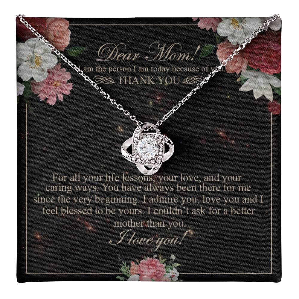 To My Mom Necklace, Gift For Mom On Mother's Day Thank You Mom Gifts From Kids Love Knot Necklace 6323