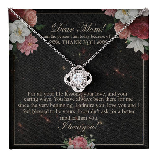 To My Mom Necklace, Gift For Mom On Mother's Day Thank You Mom Gifts From Kids Love Knot Necklace 6323