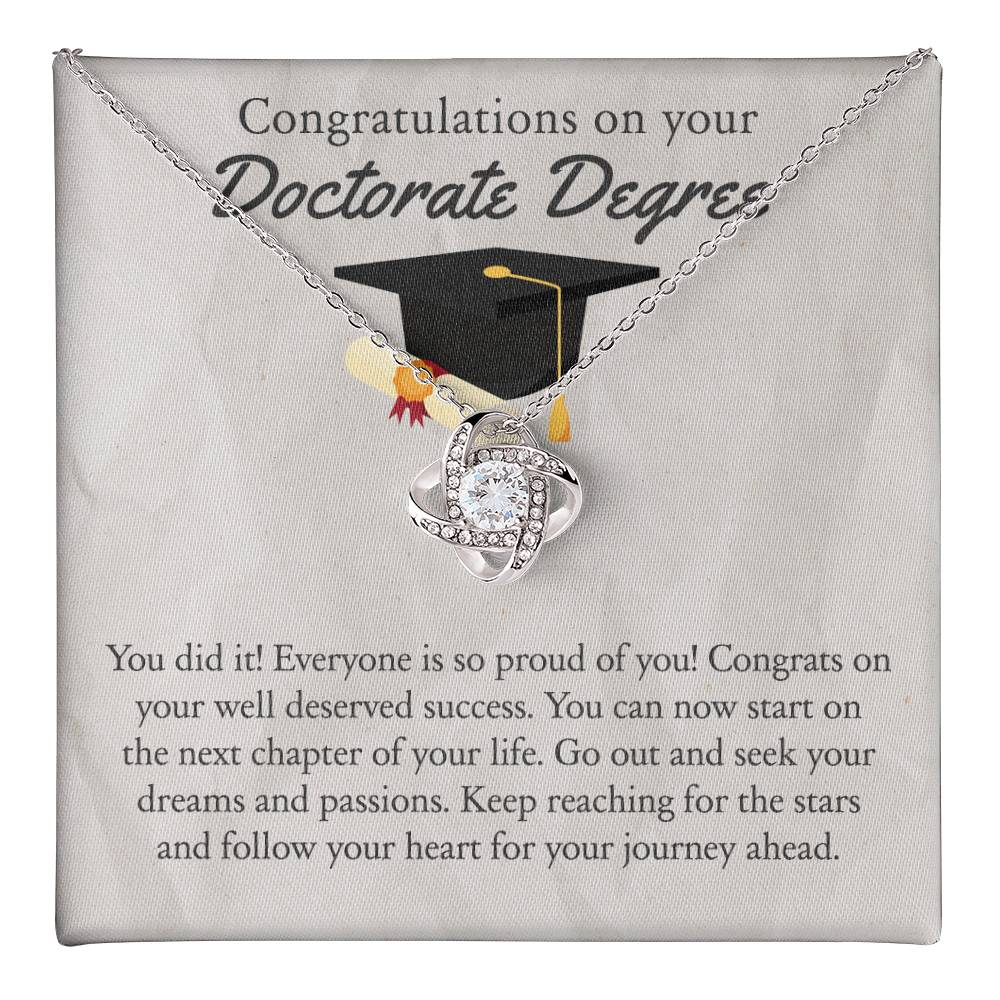 Doctorate Degree Graduation Gift Necklace, PHD Graduate Gift Jewelry For Her - Thoughtful Message Card And Box Necklace Gift For Doctorate Degree On PhD Graduation Gift Graduating Class of 2025 Gift Love Knot Necklace 6323
