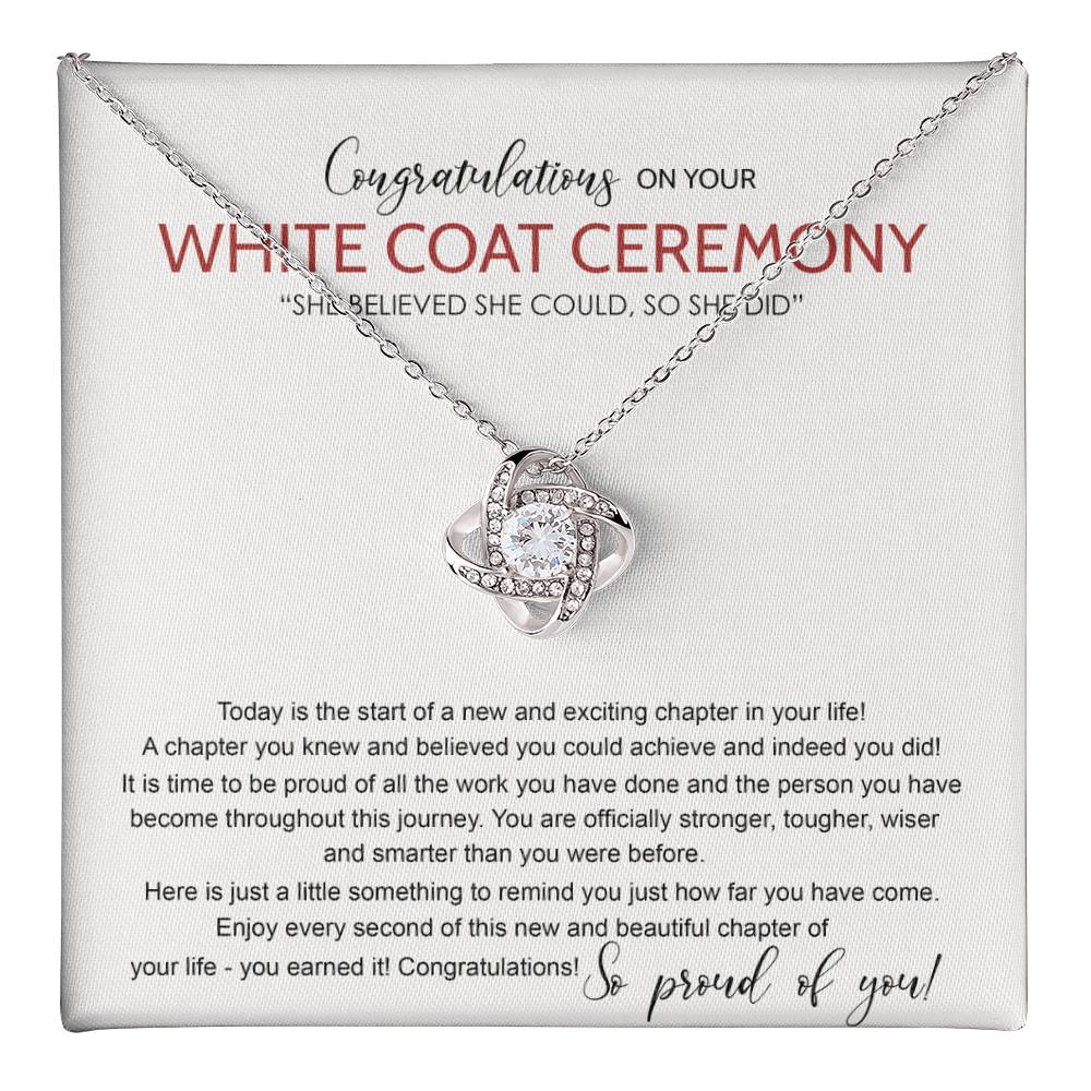 White Coat Ceremony Love Knot Necklace Gift Chiropractor White Coat Necklace Gift For Ceremony, New Doctor Gift Necklace On Congrats Graduation, Senior, Grad Gift For Daughter, Granddaughter, Sister Love Knot Necklace 6323 SO-2655078 chuan chinh ta