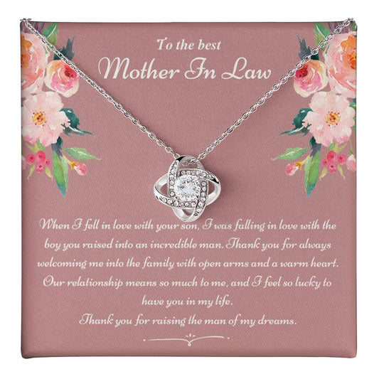 To The Best Mother In Law Gifts, Love Knot Necklace, Mother's Day Necklace Gifts Love Knot Necklace 6323