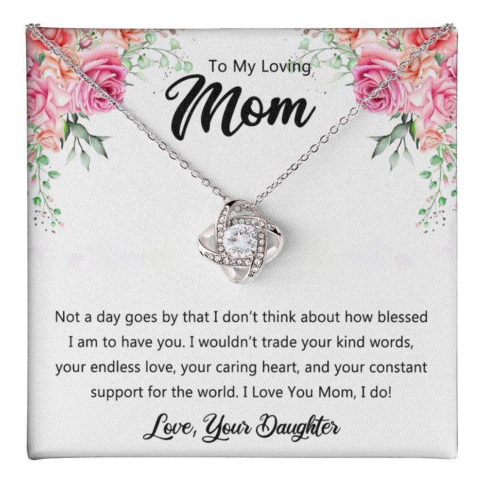To My Loving Mom Necklace From Daughter, Happy Mother's Day Necklace, To My Mom Love Knot Necklace, Mother And Daughter Necklace Gift For Mom On Mother's Day, Birthday Gift Anniversary Jewelry Gift Love Knot Necklace 6323