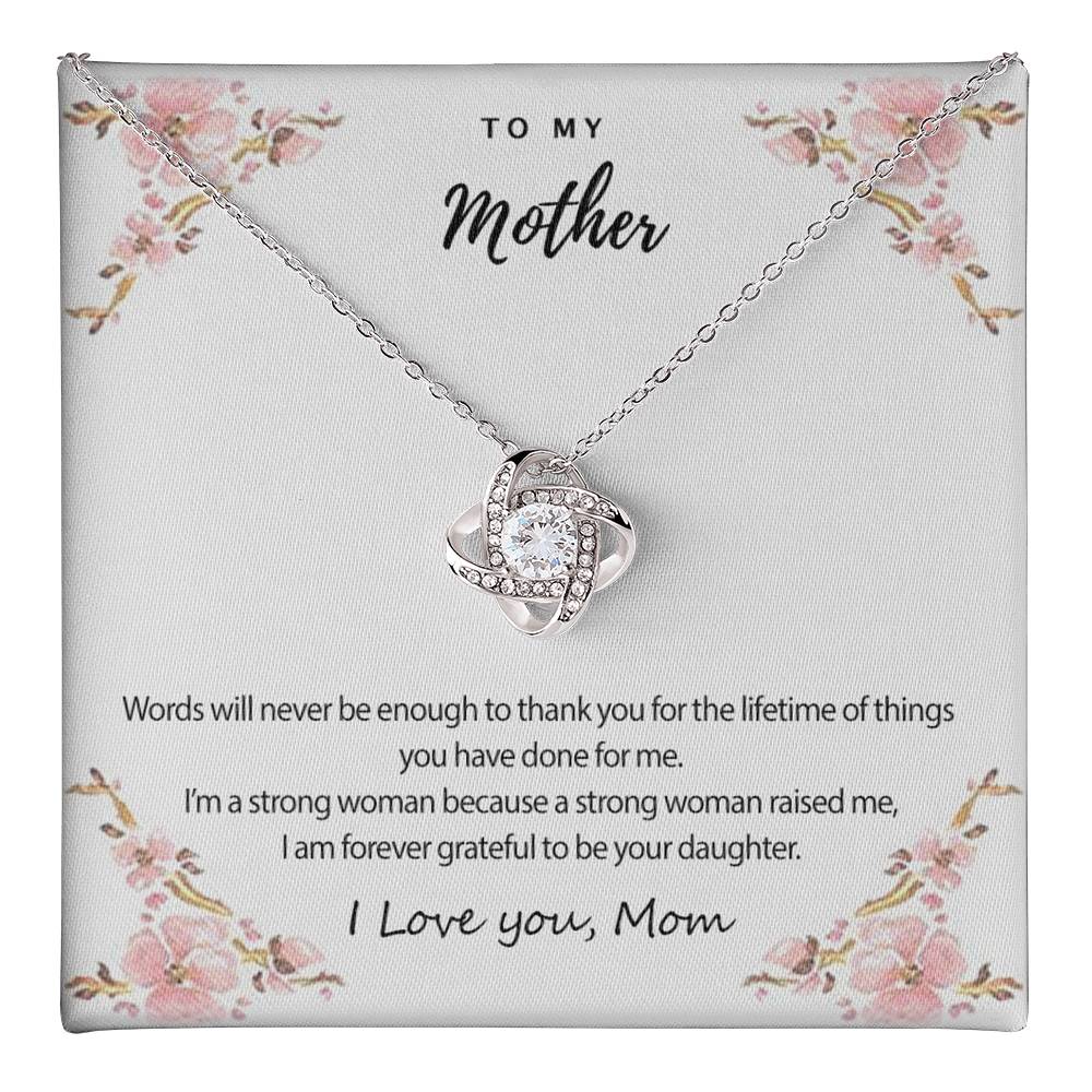 Mother And Daughter Necklace, To My Mother Necklace From Daughter Thank You For The Lifetime Necklace Gift For Mom, Daughter To Mom Necklace On Birthday Gift Anniversary Mother's Day Necklace Gift Love Knot Necklace 6323