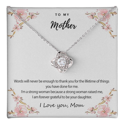 Mother And Daughter Necklace, To My Mother Necklace From Daughter Thank You For The Lifetime Necklace Gift For Mom, Daughter To Mom Necklace On Birthday Gift Anniversary Mother's Day Necklace Gift Love Knot Necklace 6323