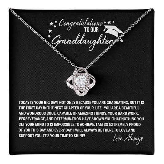 Congratulations Necklace Gift For Her, To Our Granddaughter Love Knot Necklace From Grandparents, Necklace Gifts On Phd Graduation Gifts High School Graduation Gift Graduating Class of 2024 Senior Love Knot Necklace 6323