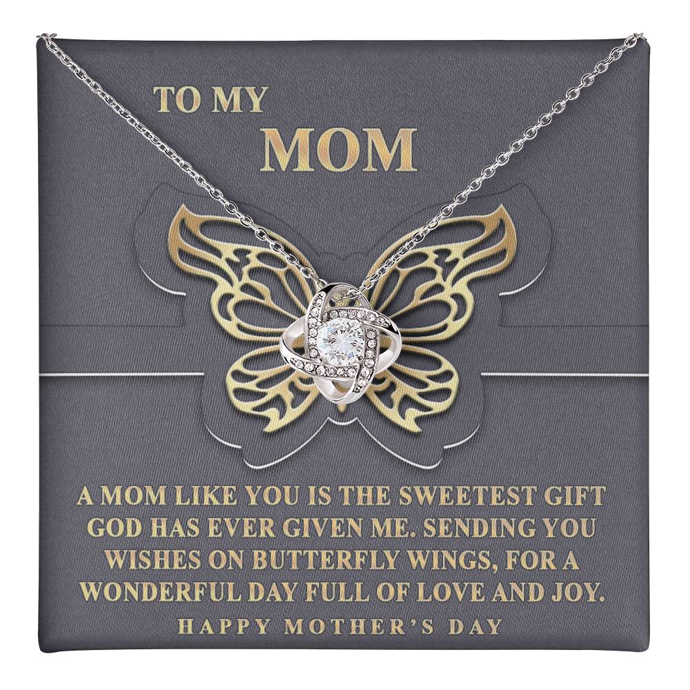 Butterfly Mom Gift Necklace, To My Mom Love Knot Necklace From Dayghter, Happy Mother's Day Necklace Gift For Mom, Mother And Daughter Gift Necklace To Mom On Mother's Day, Jewelry Gift For Women Love Knot Necklace 6323