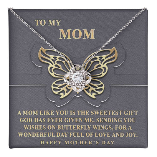 Butterfly Mom Gift Necklace, To My Mom Love Knot Necklace From Dayghter, Happy Mother's Day Necklace Gift For Mom, Mother And Daughter Gift Necklace To Mom On Mother's Day, Jewelry Gift For Women Love Knot Necklace 6323
