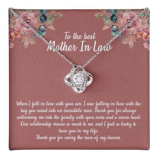 To My Mother In Law Necklace From Daughter In Law, Happy Mothers Day Necklace, To The Best Mother In Law Love Knot Necklace From Daughter In law Jewelry Gift Mothers Day, Necklace Gift For Mom Love Knot Necklace 6323