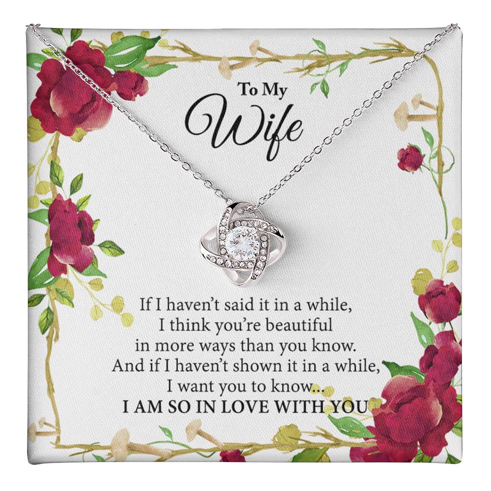 Wife Gift Necklace From Husband, To My Wife Necklace, Wife Love Knot Necklace From Husband, Jewelry Gift For Women Badass Wife Gift Necklace Soulmate Necklace Gift From Men You're Beautiful Necklace