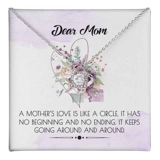 Mom Gift Necklace, Dear Mom Love Knot Necklace Gift From Daughter And Mother Love Knot Pendant Gift For Mom Bonus Mom Gift Necklace Around And Around Pendant Gift For Mom Jewelry Gift For Women Love Knot Necklace 6323