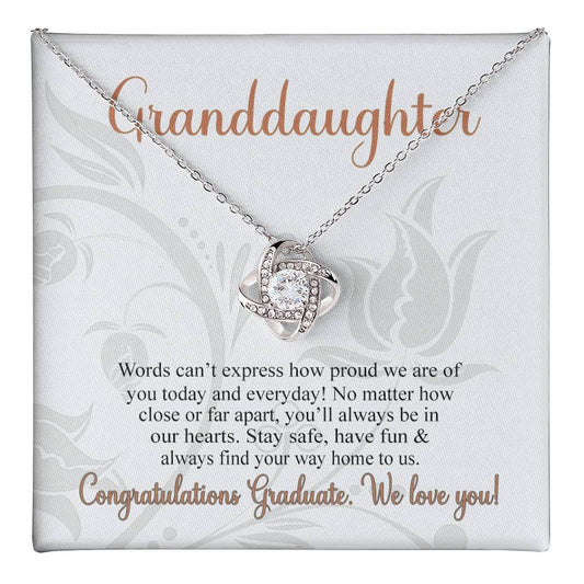 Congratulations Necklace Gift For Her, We Love You Granddaughter Necklace, Class of 2024 Senior Necklace from Grandparent, Graduation Gift Jewelry for Granddaughter On Congrats Graduation Graduate Love Knot Necklace 6323