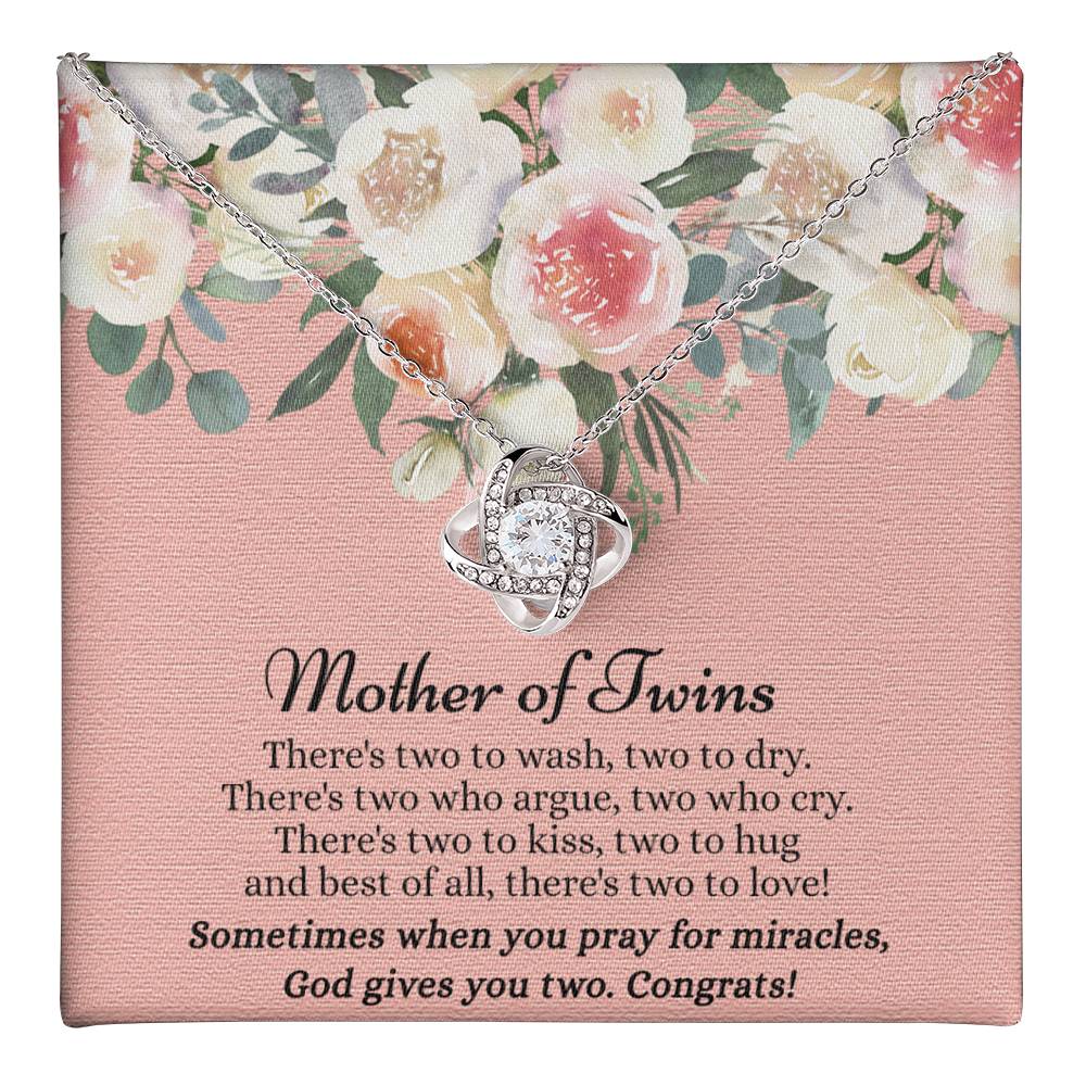 Mom Of Twins Necklace, Jewelry Gift For Mother Of Twins Love Knot Necklace, Parents of Twins, Gift Necklace For New Mom of Twins, Birthday Gift For Mom of Twins Necklace, New Mom Gift Necklace Love Knot Necklace 6323