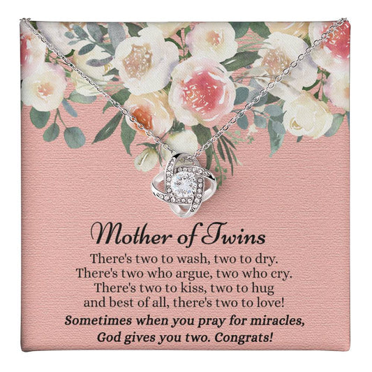 Mom Of Twins Necklace, Jewelry Gift For Mother Of Twins Love Knot Necklace, Parents of Twins, Gift Necklace For New Mom of Twins, Birthday Gift For Mom of Twins Necklace, New Mom Gift Necklace Love Knot Necklace 6323