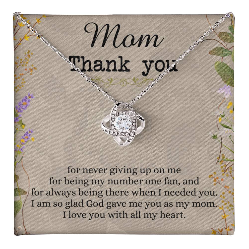 Mom Thank You Gift Necklace, To My Mom Love Knot Necklace From Daughter Necklace Gift For Mom Mother's Day Necklace Gift For Mom, Birthday Gift For Mom Anniversary Jewlry Gift For Women, Mom Love Knot Necklace 6323