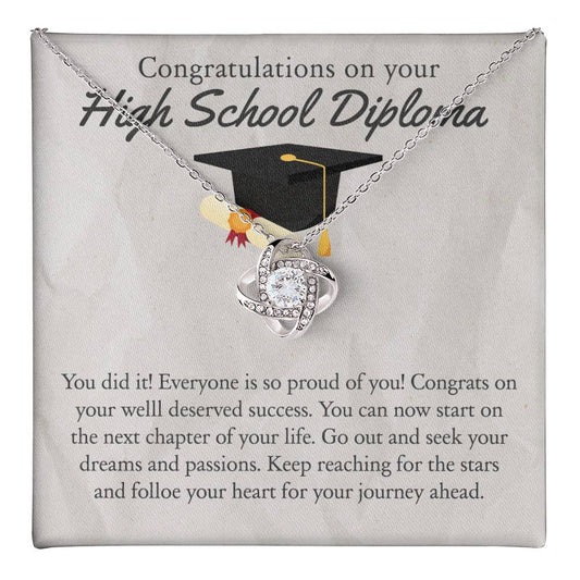 High School Diploma Gift Necklace, High School Diploma Graduation Love Knot Necklace, Grad Gift Jewelry For Her, Knot Pendant Gift On Phd Graduation Gift Graduating Class Of 2025 Graduation Gift Love Knot Necklace 6323