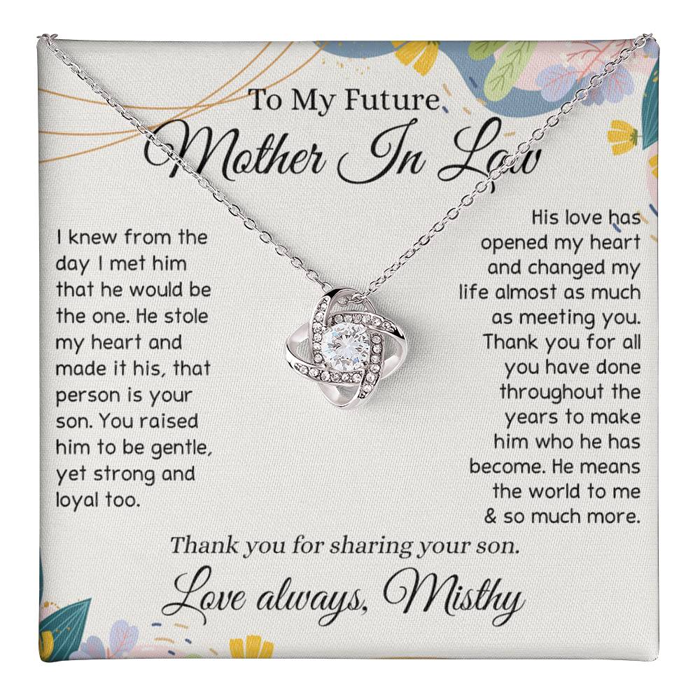 To My Future Mother In Law Necklace, To My Mother In Law Love Knot Necklace Gift From Son, Personalized Gift Necklace for Mother-In-Law From Son, Wedding Gift Necklace Bride Groom To Mother In Law