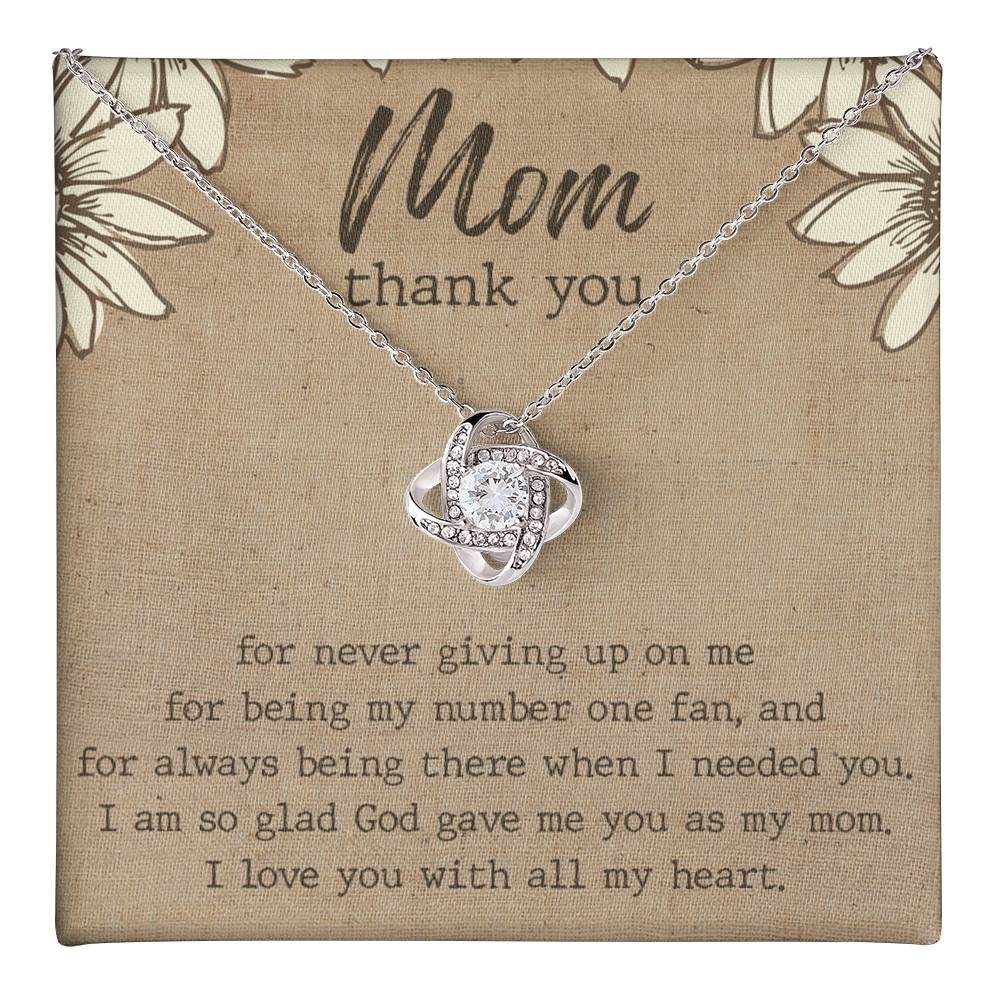 Thank You Gift necklace For Mom, To My Mom Love Knot Necklace Gift From Daughter, Jewelry Gift For Women, Mother Daughter Gift Necklace For Bonus Mom Gift Necklace Second Mom New Mom Gift Necklace