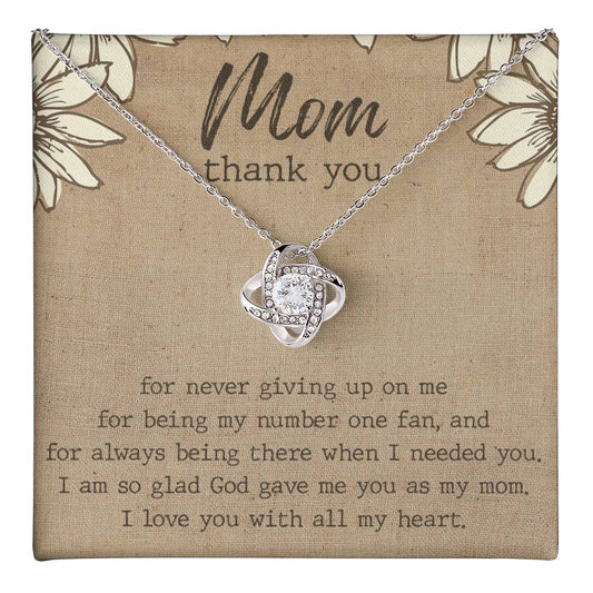 Thank You Gift necklace For Mom, To My Mom Love Knot Necklace Gift From Daughter, Jewelry Gift For Women, Mother Daughter Gift Necklace For Bonus Mom Gift Necklace Second Mom New Mom Gift Necklace