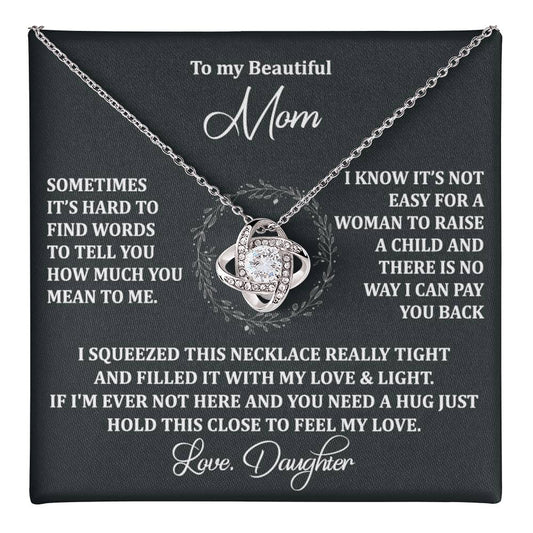 To My Beautiful Mom Necklace Gift From Daughter, Jewelry For Women Pay you Back