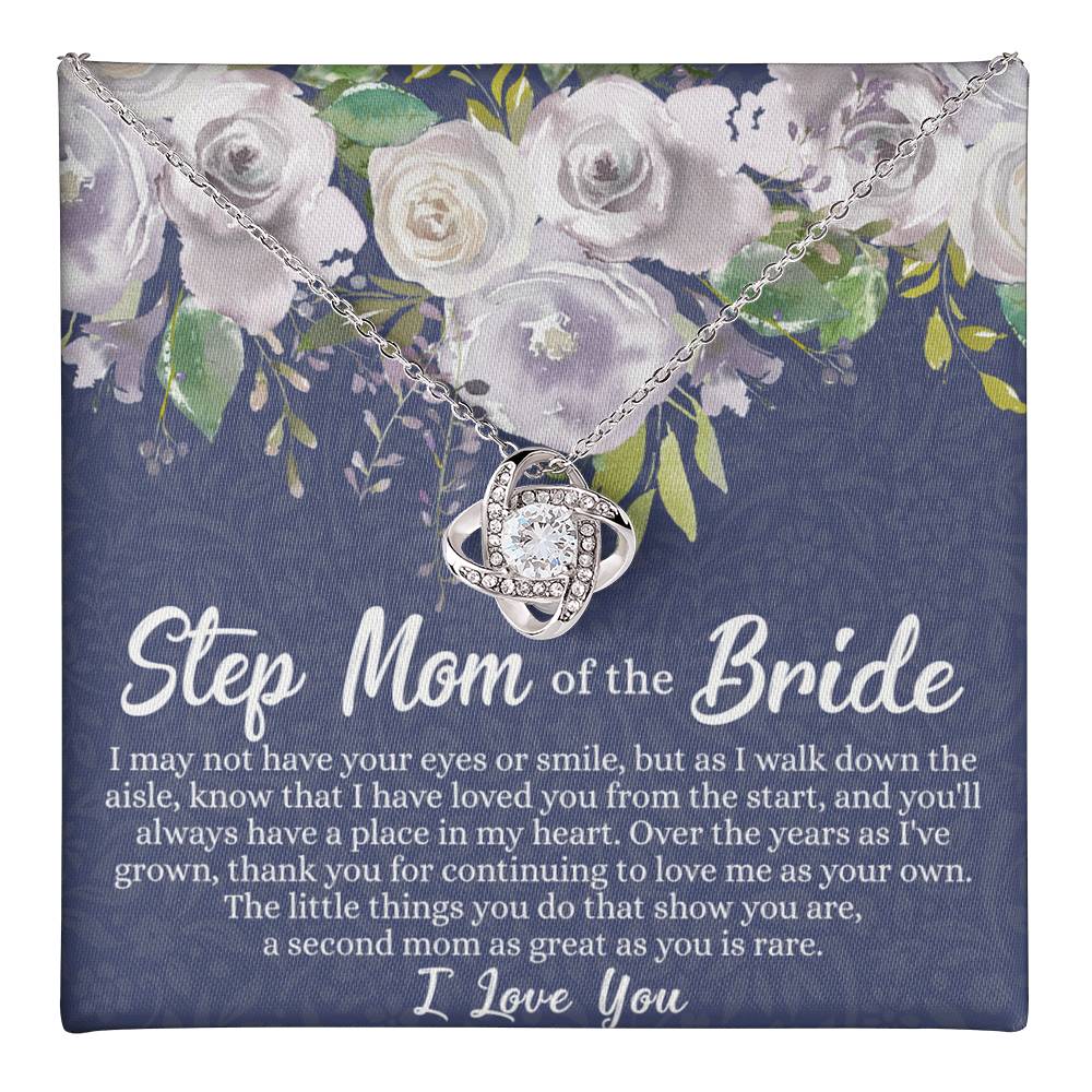 Mom Of The Bride Gift Necklace, To My Step Mom Love Knot Necklace From Daughter, Step Mom Gift Necklace - Second Mom Gift Necklace, Jewelry Gift For Women, Daughter To Step Mom Of The Bride Necklace Love Knot Necklace 6323