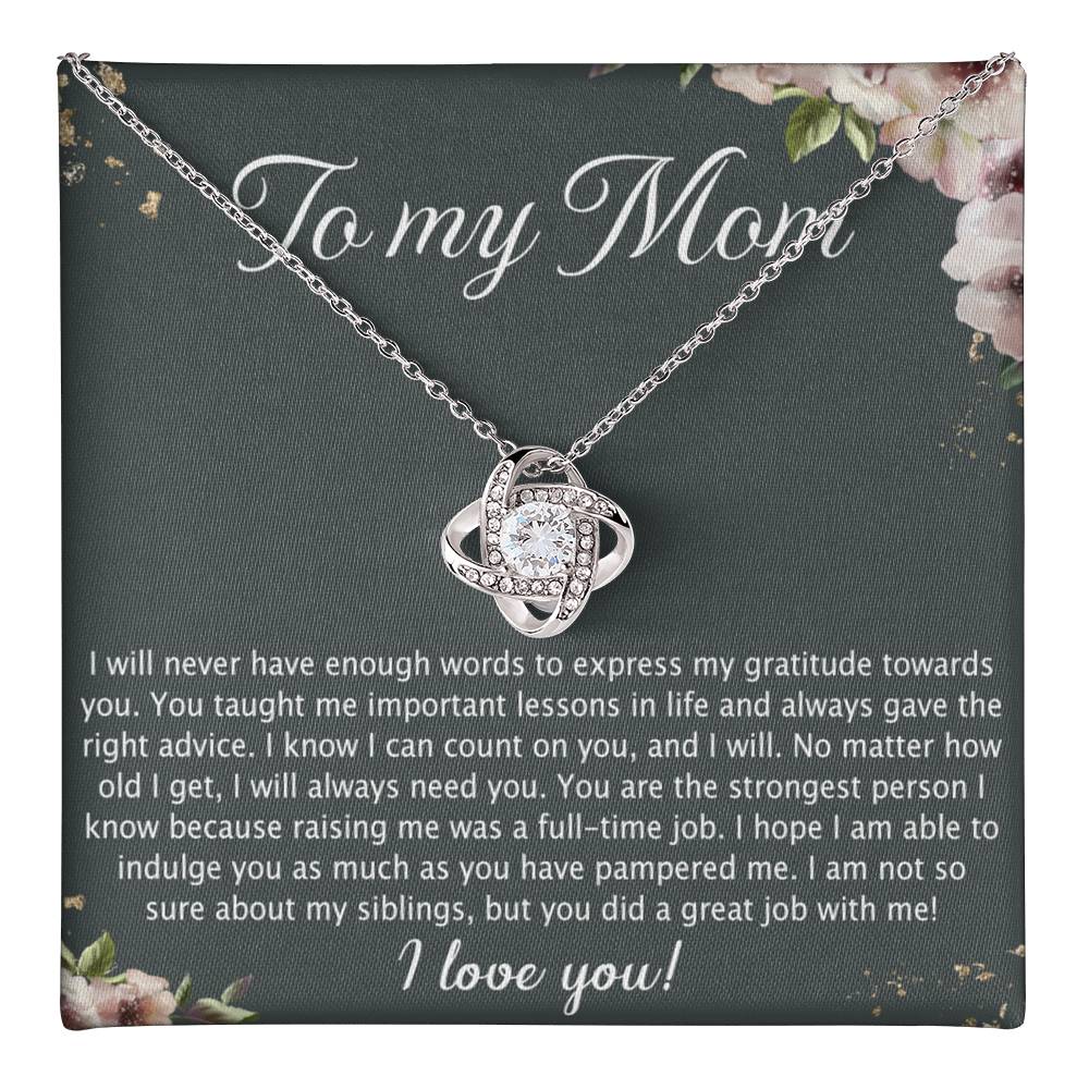To My Mom Love Knot Necklace From Daughter, No Matter Necklace Gift For Mom, Daughter And Mother Love Knot Pendant Gift For Mom, Jewelry Gift For Women, Mom Gift Necklace, Daughter To Mom Pendant Love Knot Necklace 6323