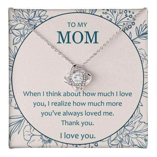 Mother And Daughter Necklace, To My Mom Love Knot Necklace From Daughter, Thank You Necklace Gift For Mom, Mother On Birthday Gift Anniversary Wedding Day Necklace For Mom, Daughter To Mom Pendant Love Knot Necklace 6323