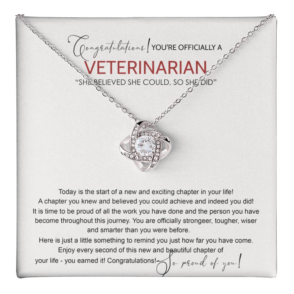 Congratulations Veterinarian Love Knot Necklace, Graduation Jewelry Gift For Girls, Her, Doctor of Veterinary Necklace, Gifts Necklace On Congrats Graduation Gard For Daughter, Granddaughter, Niece Love Knot Necklace 6323