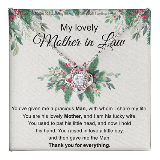 Mother in Law Gift Necklace, To My Lovely Mother In Law Love Knot Necklace From Daughter In Law Thank you For Mom Necklace Jewelry Gift For Women Bonus Mom Gift Necklace, Lovely Mother Gift Necklace Love Knot Necklace 6323