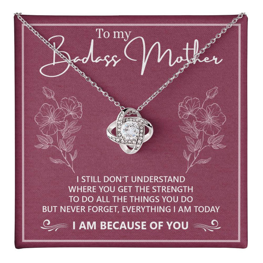 Badass Mother Necklace, To My Badass Mother Love Knot Necklace, Badass Mom Gift Necklace, Badass Mother Necklace Gift From Daughter, Mother's Day Necklace Gift For Mom, Jewelry Gift For Women Badass Love Knot Necklace 6323
