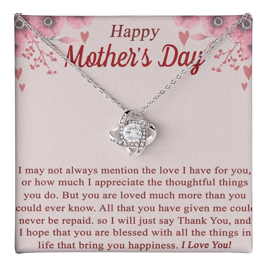 Happy Mother's Day From Son Or Daughter Love Knot Necklace Gift For Mom Love Knot Necklace 6323