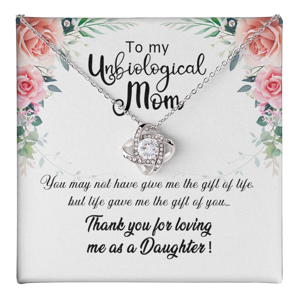 Unbiological Mom Gift Necklace, To My Unbiological Mom Love Knot Necklace From Daughter And Mother Gift Necklace, Bonus Mom Gift Necklace, Boyfriend's Mom Gift Necklace, Jewelry Gift For Women Love Knot Necklace 6323