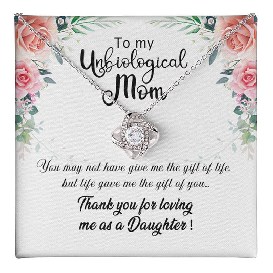 Unbiological Mom Gift Necklace, To My Unbiological Mom Love Knot Necklace From Daughter And Mother Gift Necklace, Bonus Mom Gift Necklace, Boyfriend's Mom Gift Necklace, Jewelry Gift For Women Love Knot Necklace 6323