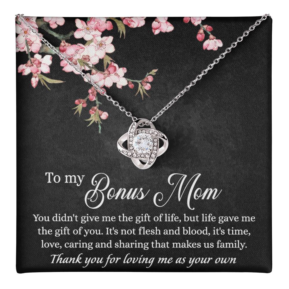 Bonus Mom Gift Necklace, To My Bonus Mom Love Knot Necklace Gift For Mom Mother And Daughter Necklace Gift For Mom, Flower Necklace Gift For Mom, Bonus Mother Gift Necklace Jewelry Gift For Women Love Knot Necklace 6323