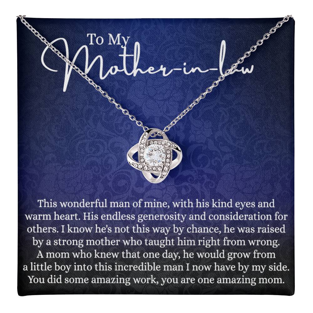 Happy Mother's Day Necklace - To My Mother In Law Love Knot Necklace From Son This Wonderful Man Of Mine, Mother In Law And Son In Law Gift Necklace Gift For Amazing Mom Jewelry Gift For Women Love Knot Necklace 6323