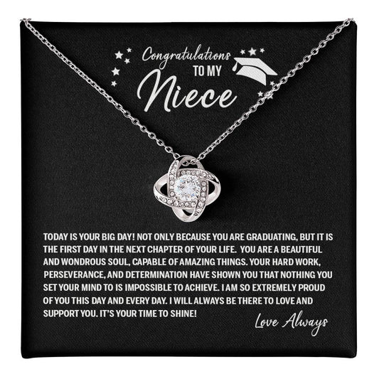 To My Niece Love Knot Necklace From Aunt, Graduation Gift Necklace for Niece, Graduation Gift for Her On Phd Graduation Gifts High School Gift Graduating Class of 2024 Jewelry For Girl Niece Love Knot Necklace 6323