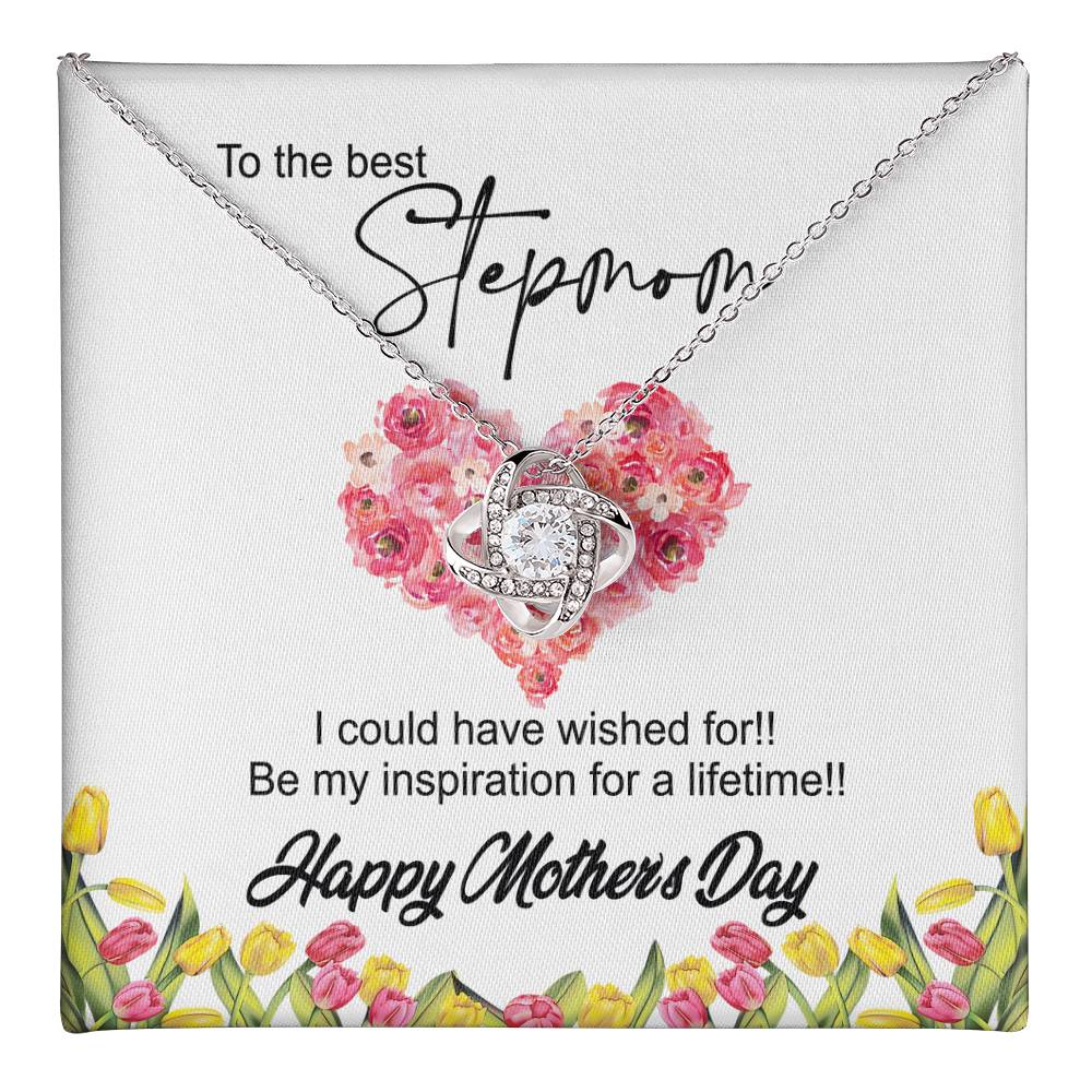 To The Best Stepmon Necklace, Happy Mother's Day Necklace Gift From Daughter, Son To My Step Mom Necklace From Daughter, Stepmom Gift Necklace, Boyfriend's Mom Gift Necklace, Love Knot Gift For Mom Love Knot Necklace 6323