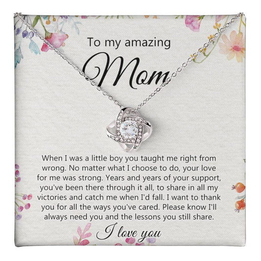 Amazing Mom Gift Necklace, To My Amazing Mom Love Knot Necklace for Mother Day Gift From Daughter Son Necklace Gift For Mom, Mother Gift Necklace Thank You Mom, Mother Necklace Birthday Gift for Mom Love Knot Necklace 6323