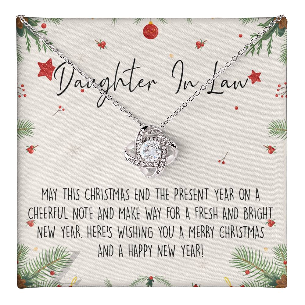Christmas Jewelry For Girls, Daughter in Law Gift Necklace, Jewelry Gift for Daughter in Law Gift from Mother in Law, Daughter in Law Xmas Love Knot Necklace Holiday Gift From In Law