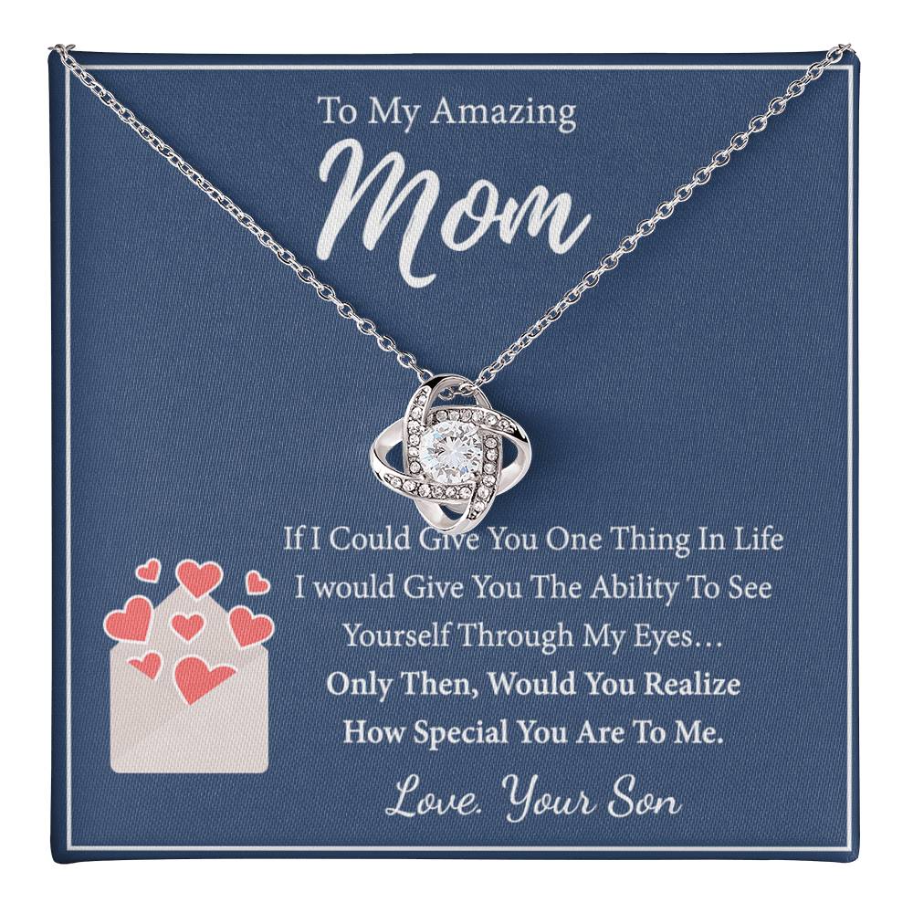 Mom And Son Necklace, To My Amazing Mom Necklace From Son, Necklace Gift On Birthday Gift Anniversary Mother's Day Necklace Gift For Mom Love Knot Necklace From Son, Jewelry Gift For Women, Mother Love Knot Necklace 6323