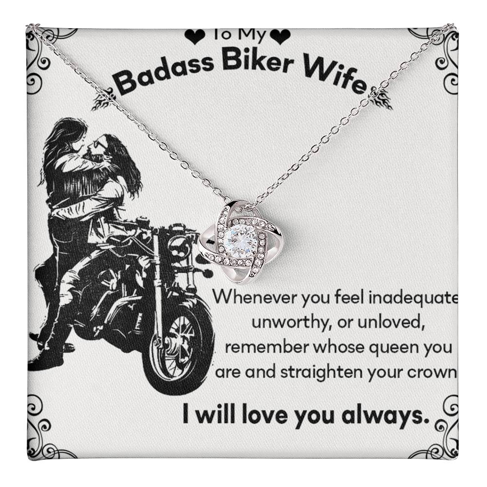 Wife Necklace Gift From Man, To My Badass Biker Wife Necklace From Husband Valentines Day Necklace Gift Anniversary Jewelry with Message Card and Gift Box Gift for Wife Gift Necklace Love You Always