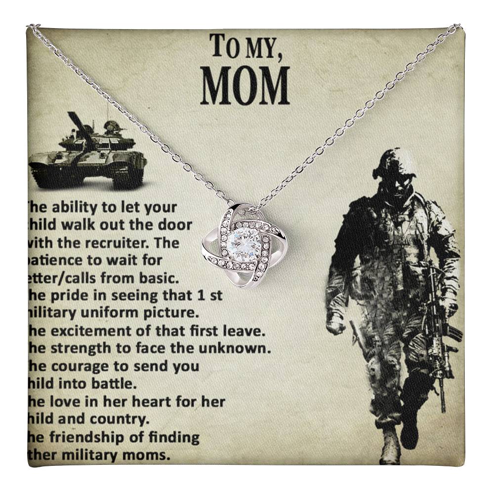 Military Mom Necklace, To My Mom Necklace From Son, Favourite Soldier Necklace Gift For Mom, Daughter And Military Mom Love Knot Necklace Gift, Mom Gift Necklace, Soldier Mom Necklace Gift For Women Love Knot Necklace 6323