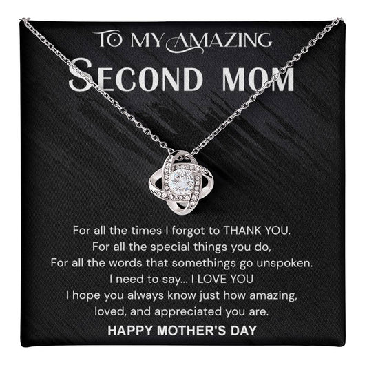 Mother's Day Necklace Gift For Mom, Second Mom Gift Necklace, Jewelry Gift For Women, Bonus Mother, To My Amazing Second Mom Love Knot Necklace From Daughter Happy Mother's Day Pendant For Mommy Love Knot Necklace 6323