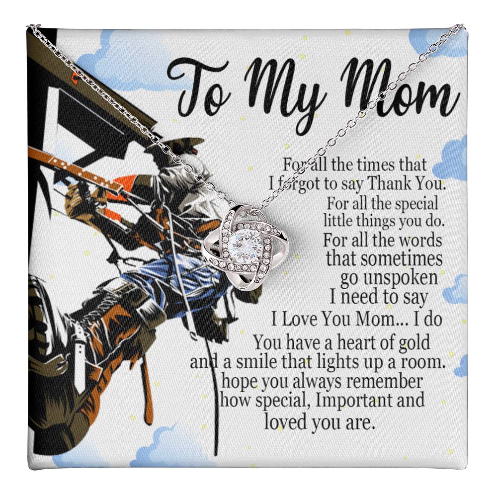 Lineman's Mom Interlocking Heart Necklace Mother Jewelry Mothers Day Gift Love Knot Necklace 6323