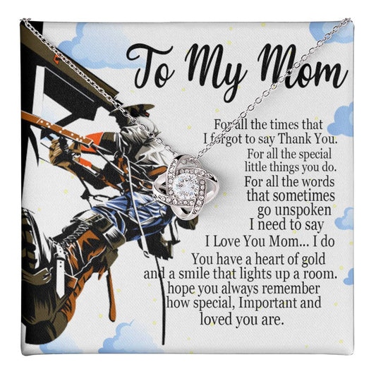 Lineman's Mom Interlocking Heart Necklace Mother Jewelry Mothers Day Gift Love Knot Necklace 6323