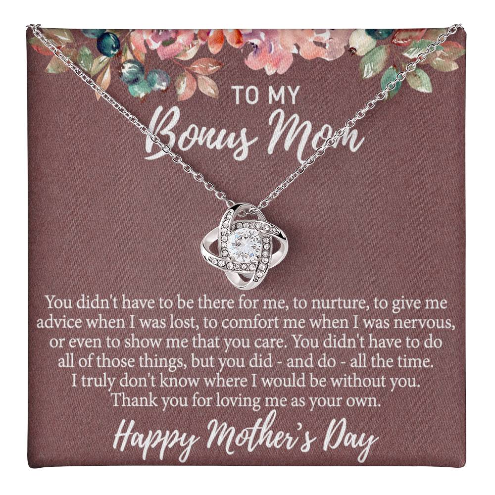 Bonus Mom Gift Necklace, To My Bonus Mom Love Knot Necklace Gift For Mom, Mother And Daughter Necklace Gift For Mom, Happy Mother's Day Necklace, Bonus Mother Gift Necklace Jewelry Gift For Women Love Knot Necklace 6323