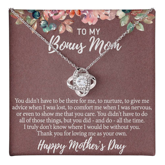 Bonus Mom Gift Necklace, To My Bonus Mom Love Knot Necklace Gift For Mom, Mother And Daughter Necklace Gift For Mom, Happy Mother's Day Necklace, Bonus Mother Gift Necklace Jewelry Gift For Women Love Knot Necklace 6323